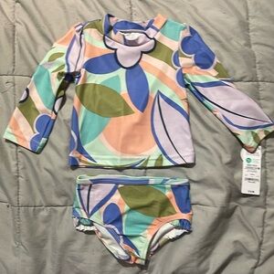 Toddler Girl Rashguard and Swim Bottoms Set